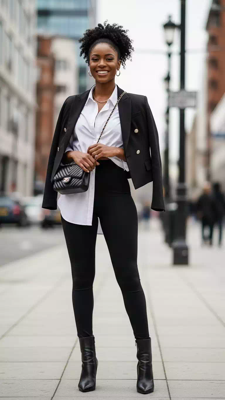 High-waisted black leggings